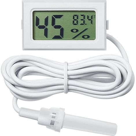Mini thermomètre et hygromètre numérique avec sonde, affichage Fahrenheit (blanc) (1/5)