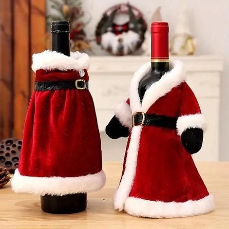 Décoration de Noël - AMOUNE - Ensemble de bouteilles de vin - Jupe créative - 24cm x 24cm (1/4)