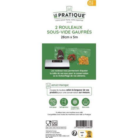 Lot de 2 Rouleaux pour machine sous vide 5 m x 28 cm