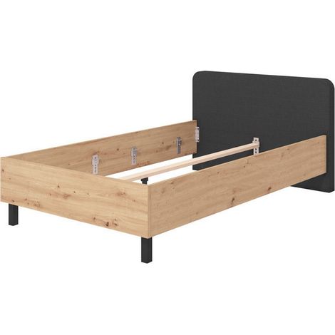 Letto Piazza e Mezza Norcia, Dimensione Materasso 120x200 cm, Imbottito, Marrone Rovere
