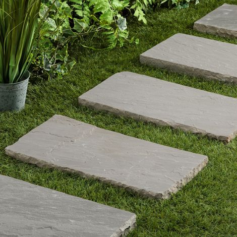 Pas japonais Rectangle Grès Kandla Gris 60x30x4 cm (à l'unité) - RO'MA NATURE