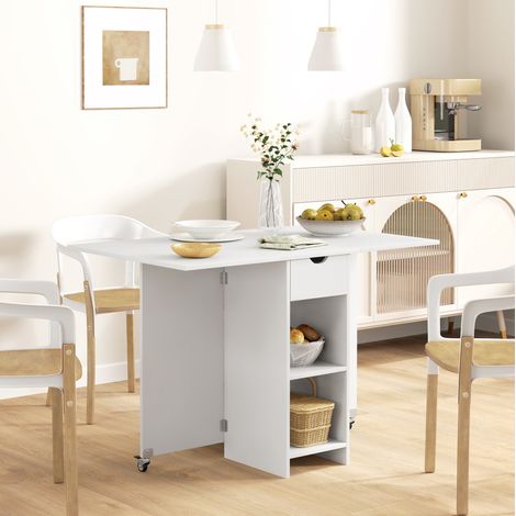 Mesa extensible y plegable de comedor para 2 a 4 personas, 114,5 x 70 x 75 cm, blanca DESVIAE (1/5)