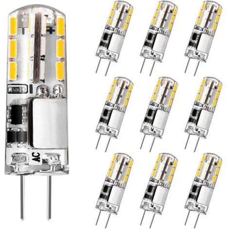 Ampoule G4, Ampoule G4 LED 2W 180LM, Équivalent 20W Ampoule Halogène, Blanc Chaud 3000K, AC/DC 12V, Sans Scintillement, Ampoule à Économie D'énergie pour Hotte Aspirante, Non Dimmable, Lot de 10 [Clas (1/5)