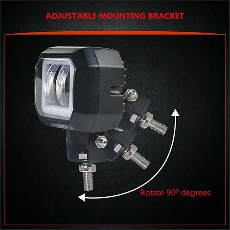 Barre lumineuse LED de travail de 7,6 cm (3 pouces) avec projecteurs antibrouillard et feux de jour à halo rouge, pour véhicules tout-terrain 4x4, quad et SUV - FFY (1/4)