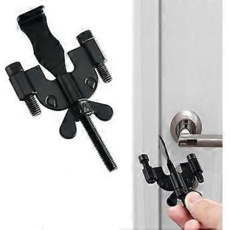 Cadenas de porte portable, cadenas de confidentialité supplémentaire, cadenas en acier inoxydable, dispositif de sécurité, cadenas antivol pour porte de voyage (hôtel, maison, appartement). (1/5)