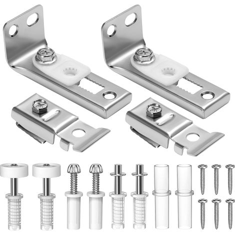 Kit de herrajes para puertas correderas plegables, kit de reparación para puertas correderas con rieles de 2,22 a 2,53 cm de ancho, incluye soportes superior e inferior. (1/5)