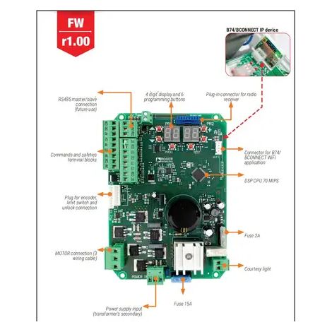 Roger - B70/1T SCHEDA DI COMANDO 1 MOTORI BRUSHLESS 24V COMPLETA DI MORSETTI