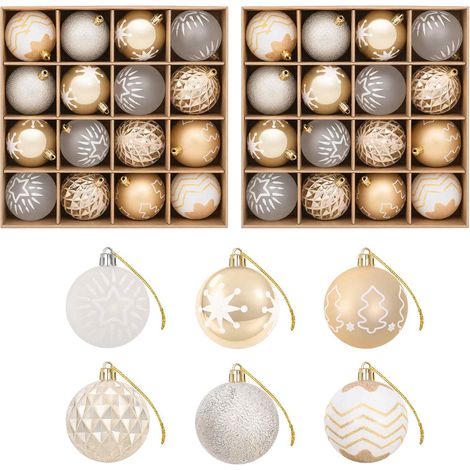 Set di Palline di Natale 32 pz Oro trasparente e bianco Ø 6 cm vidaXL (1/5)
