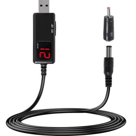 Câble convertisseur élévateur de Tension USB 5V à 9V 12V,USB 5V 2A vers DC5521 Adaptateur Secteur pour Convertisseur élévateur 9V/12V 0,8A avec DC35135, avec Affichage LED