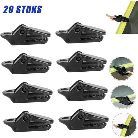 20 clips pour tente, clips pour bâche, clips de tension pour toile de tente de camping, clips pour haubans supplémentaires, petits, étanches (1/5)