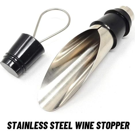 Versatori in acciaio inossidabile da 5 pezzi, con 5 tappi per champagne e tappi per bottiglie di vino, versatori con beccuccio per bottiglie, tappi riutilizzabili per bottiglie di champagne, a prova d (1/4)
