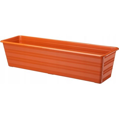 Vaso da fiori rettangolare in terracotta per balcone e terrazzo, 60 cm, 1 pz. Draco