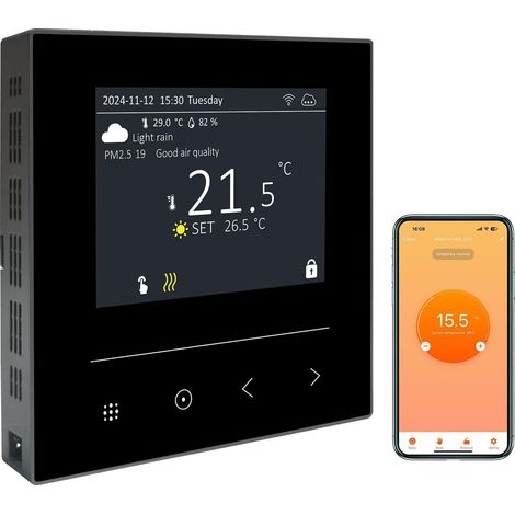 Thermostat Connecté pour Chauffage au Sol Électrique, Compatible avec , WiFi Thermostat d'ambiance Programmable Chronothermostat 16A (1/5)