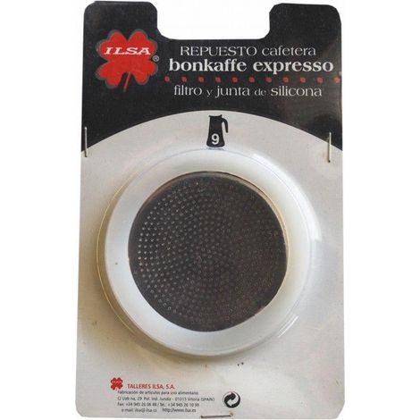 FPLUS goma cafetera 2uds.+filtro 6 t.inox , Junta silicona + filtro para cafeteras de acero inox apta para casi todas las marcas.