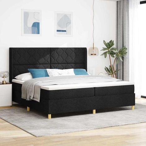 Boxspringbett mit LED-Lichtleisten Schwarz 200 x 200 cm Stoff (1/5)