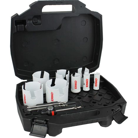 Coffret de 8 scies trépans carbure EASY-CLIP MULTIMAT + accessoires - 22 à 76 mm - ERKO (1/2)