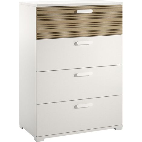 Damast-Kommode, 4 Schubladen, 39x70x98h cm Weiß