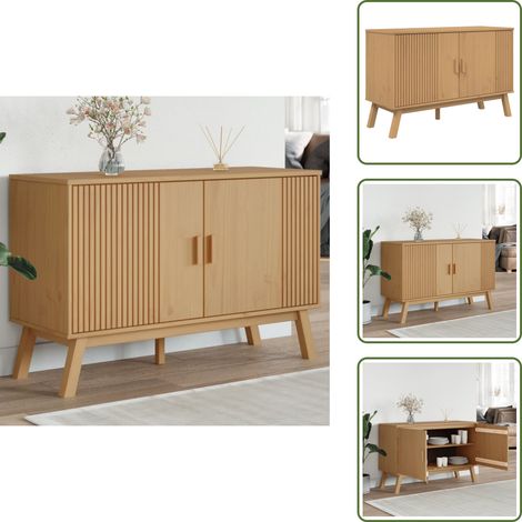 The Living Store Buffet OLDEN marron 114x43x73,5 cm bois massif de pin - Buffet scandinave (1/5)