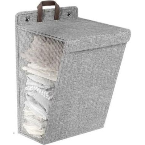 Panier à linge en coton et lin – un panier de rangement pliable et multifonctionnel adapté aux maisons, salles de bains et dortoirs  fixation murale pour ranger le linge sale.