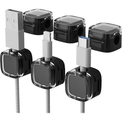 Set mit 6 magnetischen Kabelclips, Datenkabel-Organizer, Schreibtisch- und Wandhaken für Telefone, schwarz (1/5)