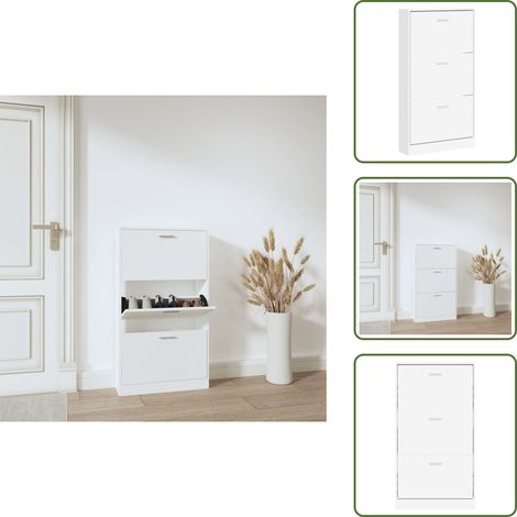 Schuhschrank Weiß 59x17x108 cm Holzwerkstoff - Schuhschrank - Holzwerkstoffmöbel - Garderobe - Schrank - Schuhorganisation
