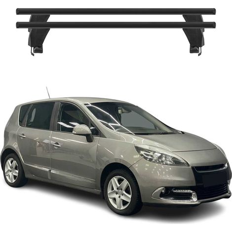 OMAC Barres de toit transversales en aluminium pour Renault Scenic III 2009-2016 – Antivol – Rainure en T – Testées City Crash – Charge Max 50 kg Noir (1/4)