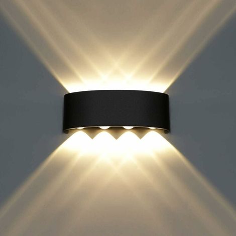 Applique Murale LED Interieur Aluminium Moderne 8W , Noir Lampe Murale LED pour Chambre Maison Couloir Salon (Blanc Chaud)