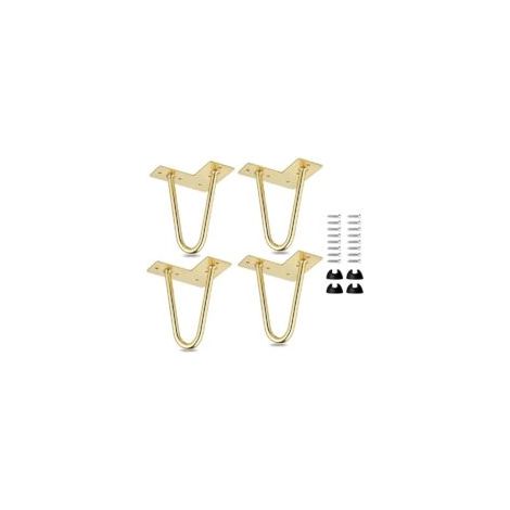 Set di 4 gambe per tavolo a forcina da 10 cm, gambe per mobili moderne in metallo con protezioni per il pavimento e viti per tavolini da caffè e supporti TV - Crezuo