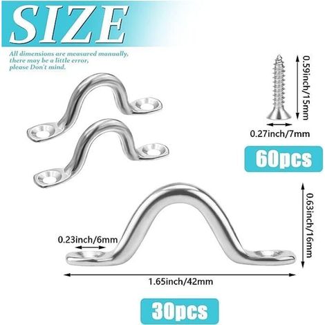 Roleader – Confezione da 40 staffe in acciaio inox 304 – 80 viti e cacciavite inclusi – Fissaggio per barche, kayak, attrezzature e vele parasole – Resistente alla corrosione (1/5)