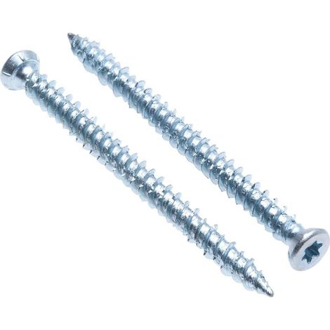 Concrete Frame Screws, Self-Tapping Head and Hardened Steel Thread, Zinc Plated Concrete Screws (Pack of 100), Size 7.5mm x 52mm