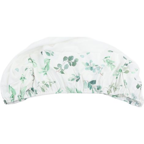 Housse de matelas à langer douce et agréable pour la peau, imprimée avec style, amovible, motif feuilles vertes et peluche blanche, idéale pour les bébés et les nourrissons. (1/5)