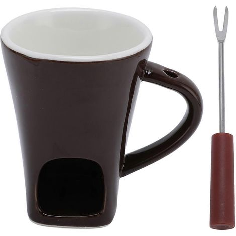 Schokoladen-Fondue-Set, großes Keramik-Fondue-Set mit Gabel für Date-Night, Geburtstag
