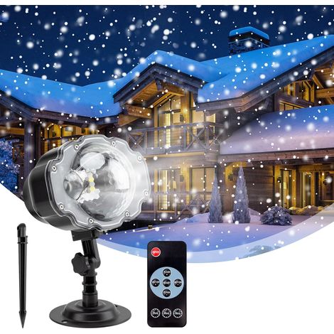 Projecteur de Noël, lumières LED en forme de chute de neige - Projecteur d'extérieur étanche avec télécommande - Projecteur pour le Nouvel An, les vacances, Halloween, Noël, mariage