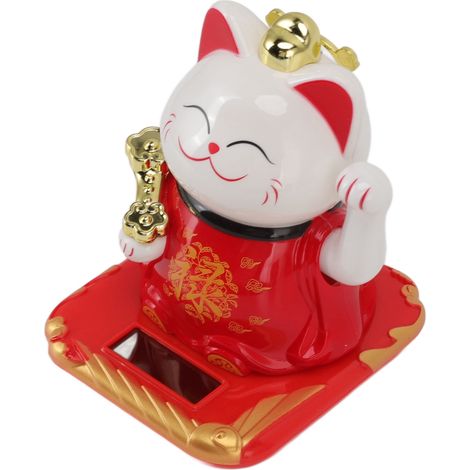 Chat porte-bonheur lumineux à induction en plastique, ornement de bienvenue chinois rouge pour la maison et la voiture (1/5)