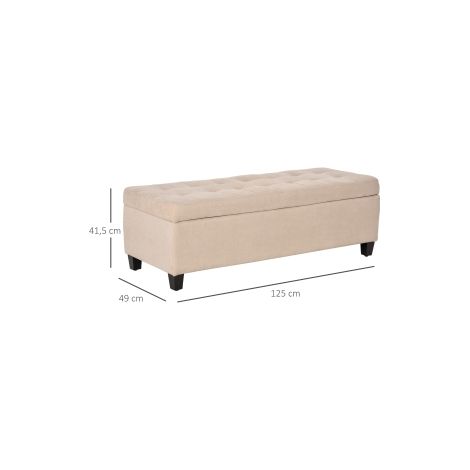 Banc, banc rembourré avec rangement, banc de lit à couvercle, aspect lin, banc coffre, banc de rangement pour salon, chambre, beige (1/5)
