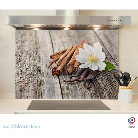 Fond de hotte : Cannelle et fleur de vanille - Verre trempé - 90 cm - 60 cm (1/5)