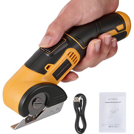 Ciseaux sans fil, batterie rechargeable, accessoires à double lame, JAUNE (1/2)