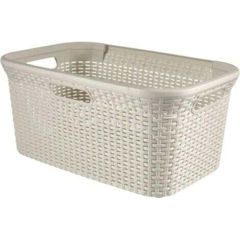 [JAMAIS UTILISÉ] Panier à linge 45L Style -Bac à Linge propre et sale - Aspect Rotin Texturé - Bonne Aération - Poignées Ergonomiques - Corbeille pour Salle de Bain ou Buanderie - 59,2x38x27 cm (1/4)