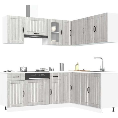 11-tlg. Küchenschrank-Set Lucca Grau Sonoma Holzwerkstoff