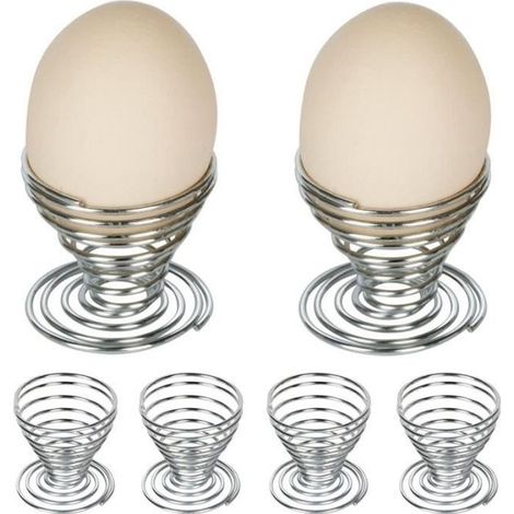 Lot de 6 Coquetiers Spirale Ressort en Acier Inoxydable pour Oeufs Plateau à Oeufs Portable pour Ustensiles de Cuisine (1/4)