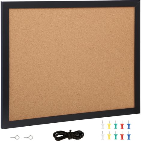 Mophorn 24 x 18 Zoll doppelseitige Korktafel, Pinnwand mit MDF-Rahmen und 10 Reißzwecken für die Dekoration im Büro, Zuhause und in der Schule