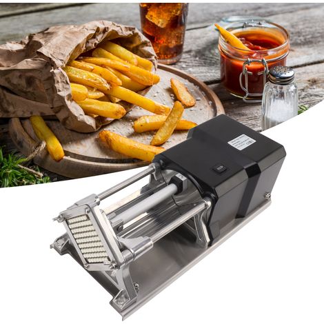 [Professioneller elektrischer Kartoffelschneider] Manueller elektrischer Pommes-Frites-Schneider für den gewerblichen und privaten Gebrauch - Edelstahl 7300 g mit 3 Größen (6 mm/9 mm/12,5 mm) und 4 Er