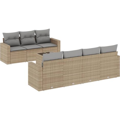 Maison Exclusive - Salon de jardin avec coussins 8 pcs beige résine tressée (1/3)