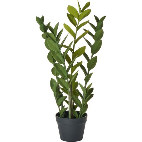 Planta artificial en maceta de material sintético verde y negro 76 cm accesorio decorativo para interiores Zamiifolia (1/5)