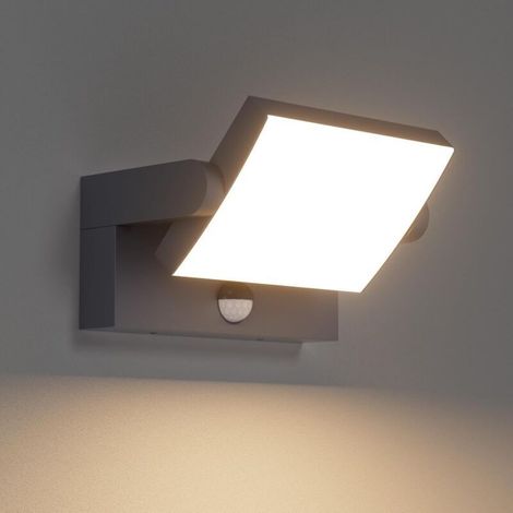 18W Applique Exterieur/Intérieur LED avec Détecteur de Mouvement, Lampe murale avec LED Panneau Rotatif, IP65 Éclairage Lampe Moderne pour Entrée Jardin, Anthracite, Blanc Chaud 3000K (1/4)