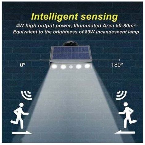 Lampes solaires d'extérieur, [Lot de 2] Lampes solaires d'extérieur à détecteur de mouvement, projecteurs solaires d'extérieur à 360° [1200 mAh] Lampes solaires de jardin d'extérieur étanches (noires) (1/3)