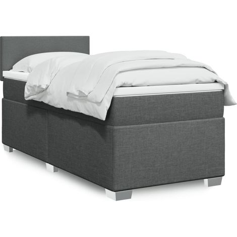 Boxspringbett mit Matratze Dunkelgrau 100x200 cm Stoff