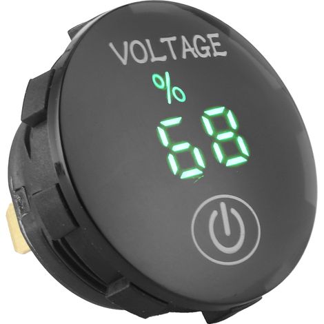 Voltmètre LED 12-24 V CC, boîtier noir, universel, à détection tactile, pour voiture, camion, moto, bateau, VTT, camping-car et tracteur. (1/5)