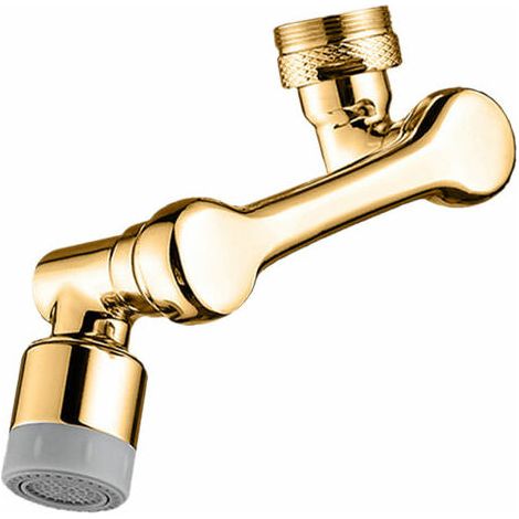 Universal Brass 1080° Rotatable Folding Arm Basin Mixer Tap Extension Splash Filter Aerator, Gold 2 Outlet Modes