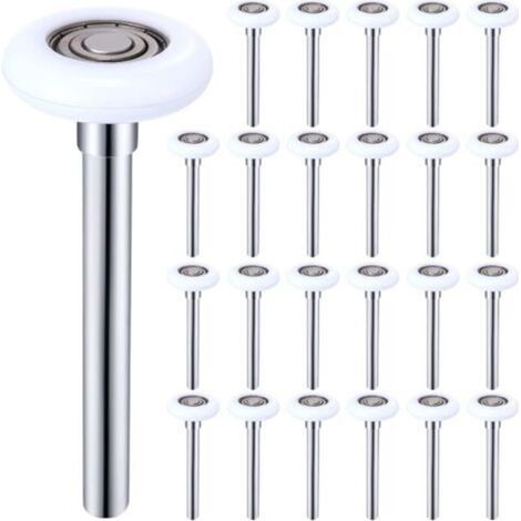 Kit de 24 roulettes en nylon blanc pour portes de garage – Ø 5 cm (2 po), axe de 12 cm (4,7 po), silencieuses, résistantes et durables, modèle 6200ZZ avec double étanchéité